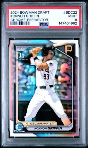 4962 Konnor Griffin 2024 Bowman Draft #BDC-22 Refractor Chrome 1st RC PSA 9