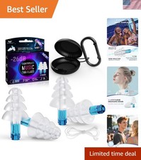 Portable Silicone Concert Ear Plugs - 2 Pairs with Connector Cord for 26dB Noise