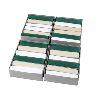4 Packs T-shirt Drawer Organizers for Clothing,6 Grids Compartment Wardrobe S...