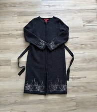 Skyr 100% Wool Sweater Full Zip Dress Floral Embroidery Details Medium