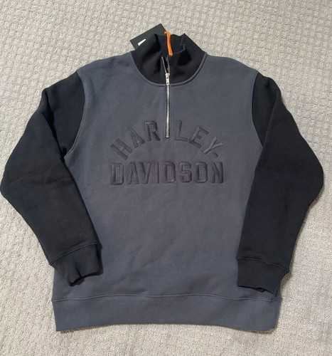 Harley Davidson Icon 1/4 Zip Pullover, Men’s Size medium . Ebony Grey Black, NWT