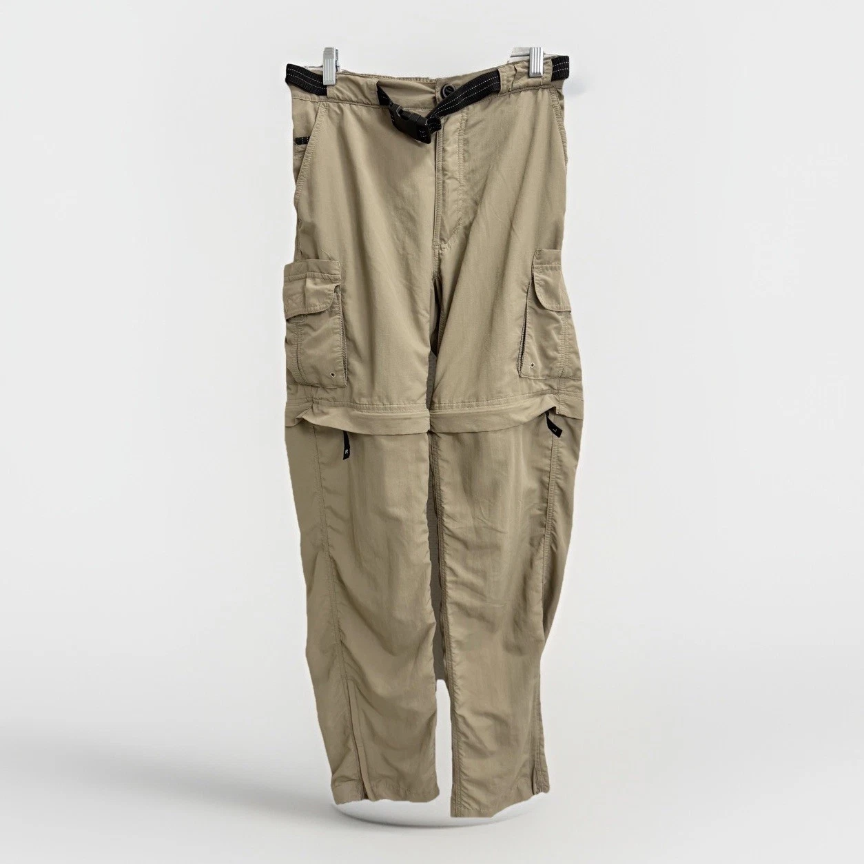Magellan Fish Gear Convertible Belted Cargo Pants Men Small Beige Outdoor Hiking