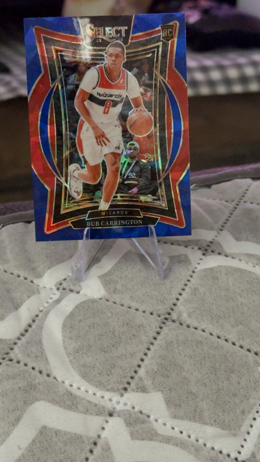 2024-25 Panini Select - Concourse Bub Carrington #81 Blue Cracked Ice Prizm (RC)