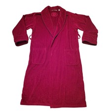 Laura Ashley Red Velour Bathrobe Shawl Collar Vintage Mob Wife Homestead Cottage