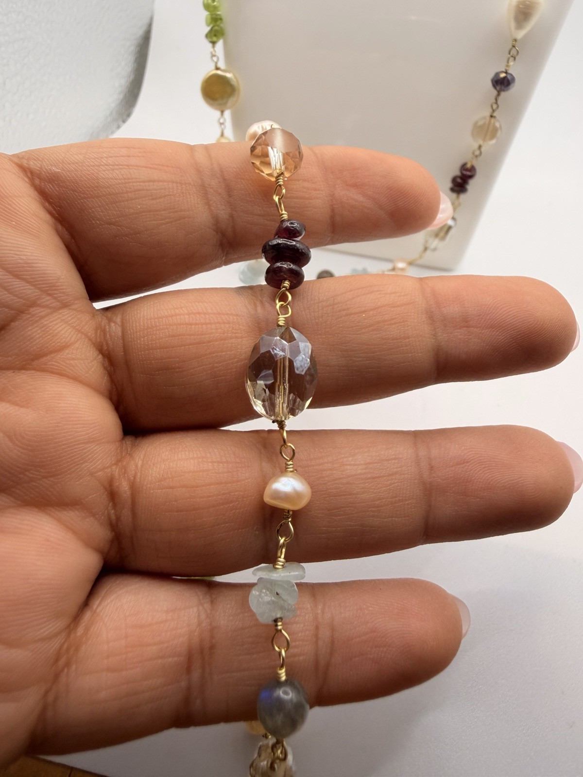 Handcrafted Wire Wrapped Gemstone Freshwater Pear… - image 7