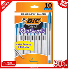 Pack of 10 Ballpoint Pen - Blue Ink Ball Point Pens for Office Writing School