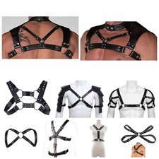 Mens Leather Body Chest Harness Belts Lingerie Underwear Buckle Clubwear Costume