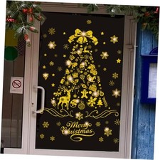 Christmas Tree Window Stickers, Golden Sparkling Christmas Tree Clings