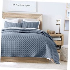 Quilt Queen Size Lightweight Quilts for Full/Queen 90" x 96" Dusty Blue