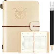 Yexiya Golf Scorecard Book with Pencil Leather Golf Journal Scorecard Holder Acc