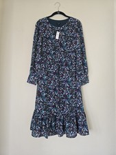 Talbots Sz 8P Flowing Flounce Hem Fit & Flare Midi Dress Floral Lightweight