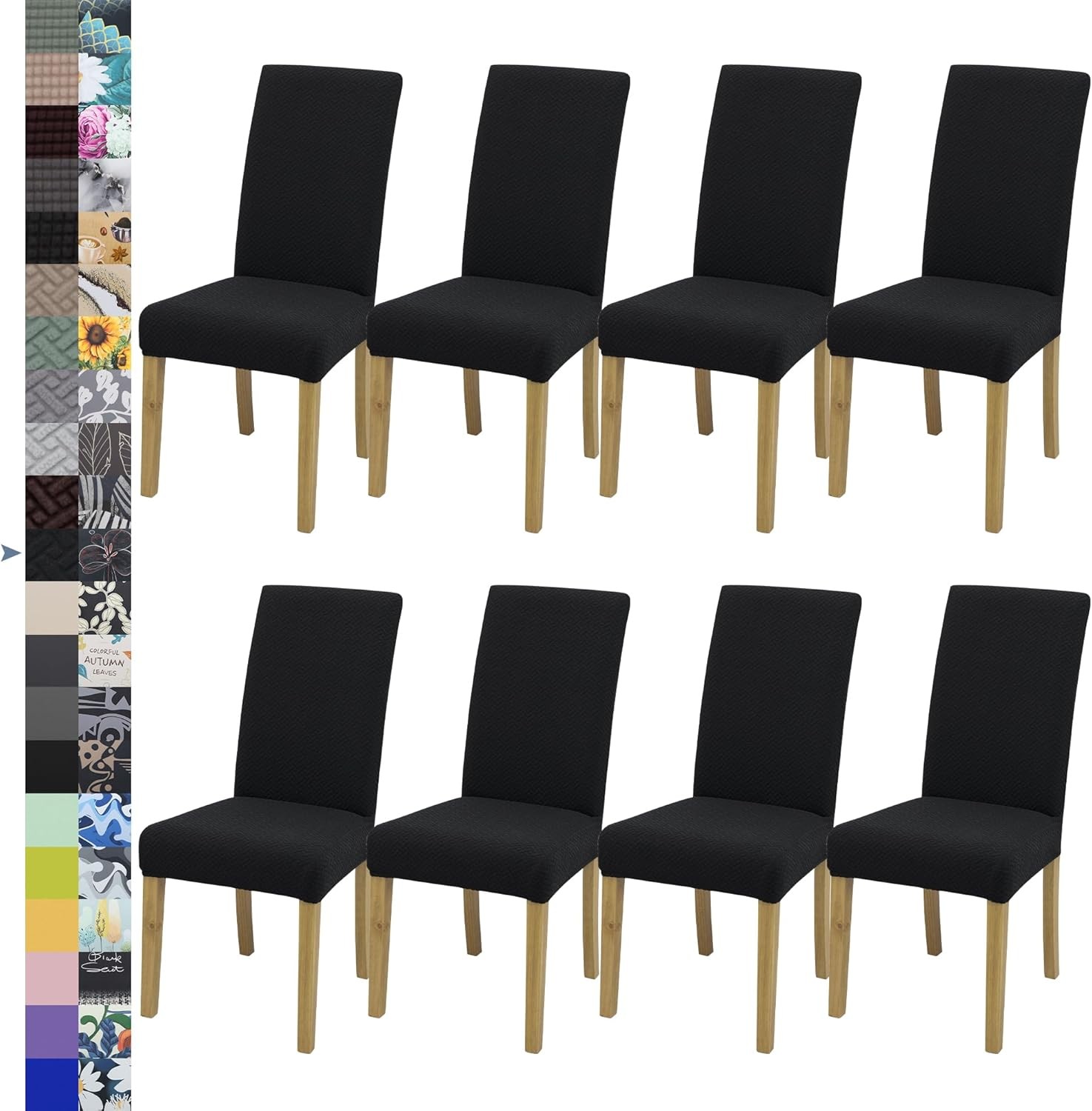 Covers (set Of 8), Jacquard Stretch, Black