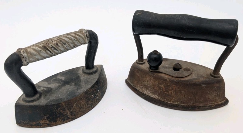 Two Small Sad Irons One Unmarked One Marked Sterno Sad Iron Outfit 