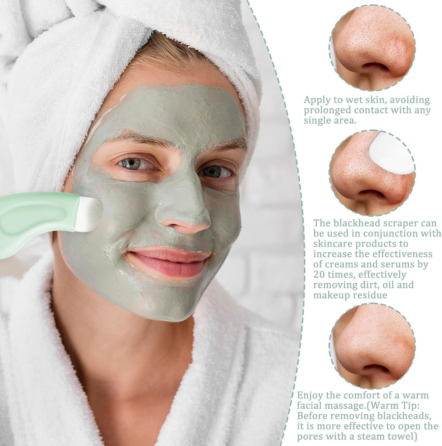 2 Pcs Black Head Remover for Face Tool Skin Scrubber Face Spatula Silicone Black