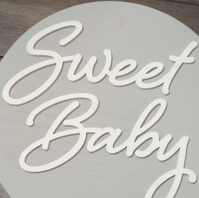 Handmade Decorative Wood Nursery Wall Sign White Gray Baby Room Plaque