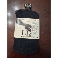 Liz Claiborne Microfiber Cable Rib Tights Navy Blue M/L 2641 00 Made in USA
