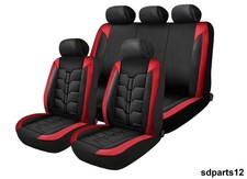 Sitzbez�ge Kunstleder Schwarz Rot 2 Komplettset f�r BMW 1er 3er 5er X1 X3 X5