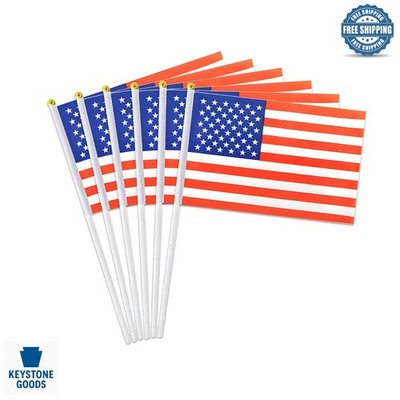 12 Pack Small American Flags on Sticks for Events & Parades