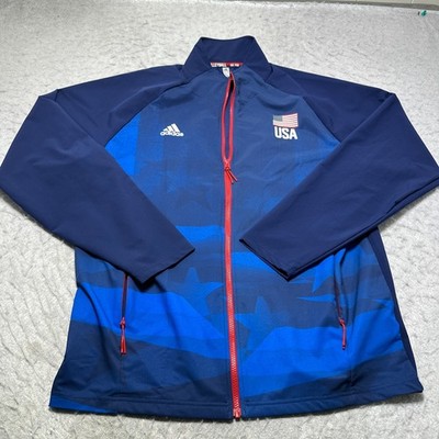 Adidas Originals USA Volleyball Warmup Jacket Blue Full Zip Mens Size Large L
