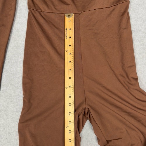 NUEVO CON ETIQUETAS SHEIN Mono Mujer 4 Marrón Manga Larga Cuello Cuadrado Elastizado Bodycon - Imagen 5 de 11
