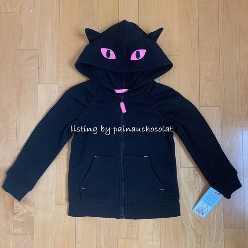 NWT CAT & JACK Girl Zip-up Hoodie Cat Ears Pink Eyes Sweatshirt Black S L XL 3T - Picture 4 of 4