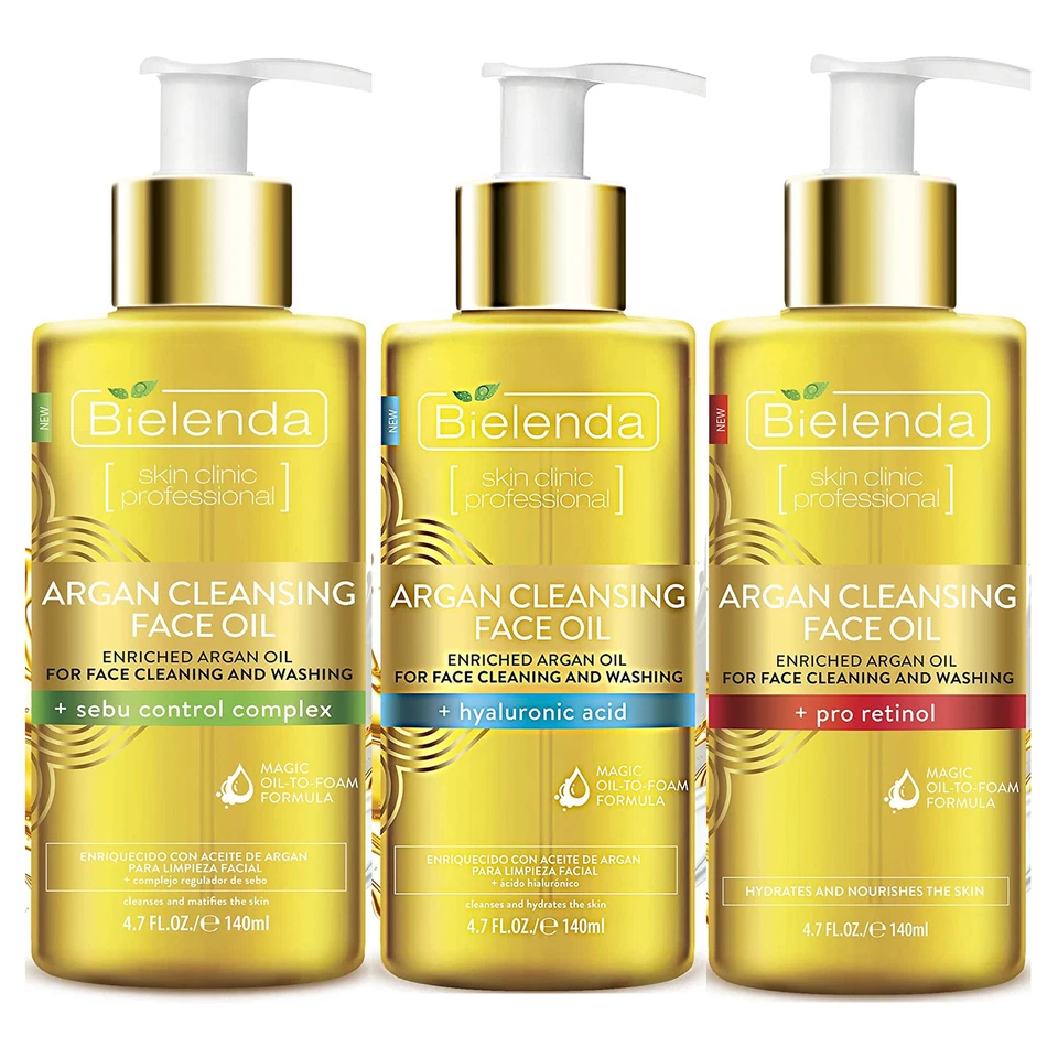 Bielenda Argan Cleansing Face Oil Pro-Retinol Hyaluronic Acid Sebum Control
