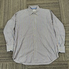 David Donahue Long Sleeve Button Down Shirt Mens L Dress Multi Striped Cotton