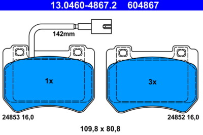 ATE 13.0460-4867.2 brake pad set, disc brake for Alfa Romeo