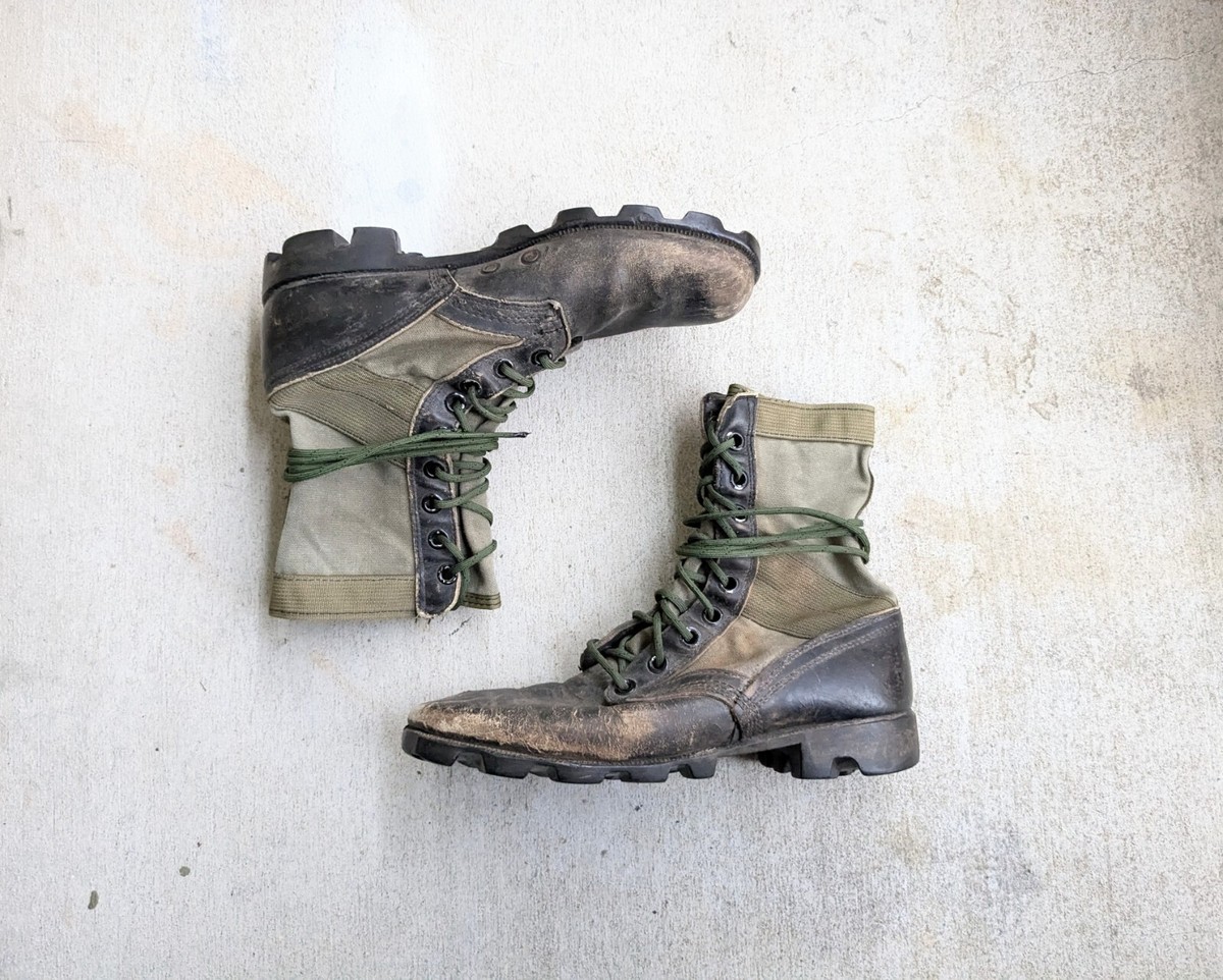Vintage Combat Jungle Boots Black Green Men