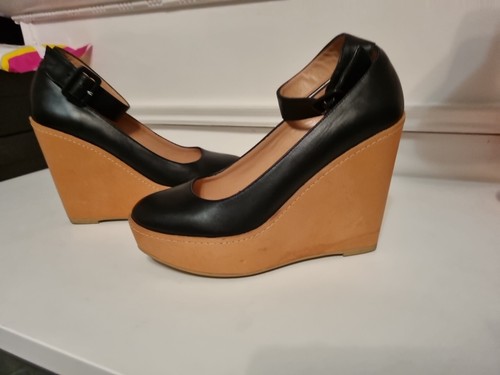 Zapatos para mujer ROBERT CLERGERIE CUÑAS TACONES de cuero negro talla UK 37 - Imagen 2 de 24