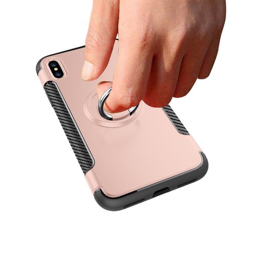 Funda trasera rígida trasera rígida delgada suave para iPhone Xr Xs Max anillo giratorio 360° - Imagen 35 de 37