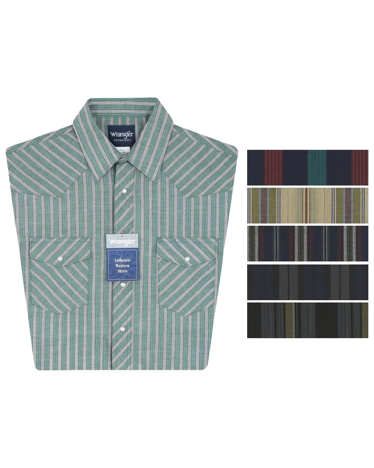 Wrangler男式棉质条纹西部休闲纽扣衬衫
