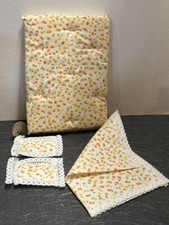 Dollhouse Miniature Full Mattress Pillows Bedspread Orange 1:12 inch scale D215