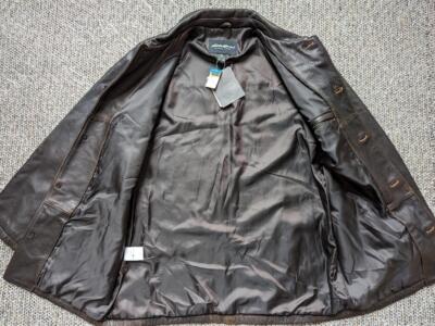 vintage EDDIE BAUER car coat PATINA brown leather L jacket | eBay