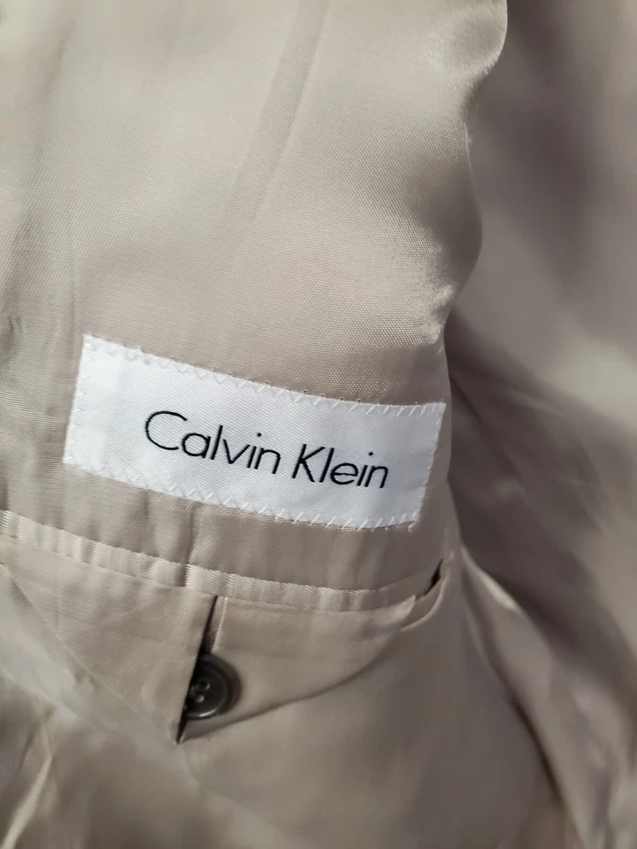 Chaqueta Blazer Abrigo Deportivo 44R Calvin Klein Lana Seda Cabeza de Uñas Ajuste Clásico NUEVO Foto 4 de 4