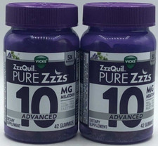 2PK Vicks ZzzQuil Pure Zzzs Advanced 10MG  42 Gummies Each  Berry  EXP 12/25