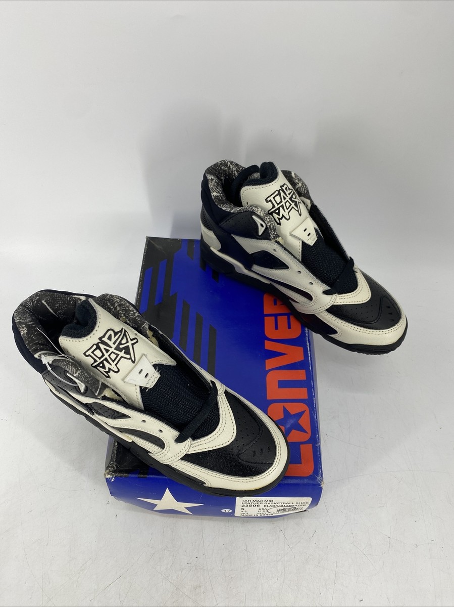 Deadstock Converse Tar Max Mid Leather Basketball Shoe Black