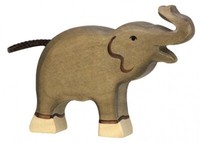 Holztiger 80150 Elefant, Klein, RüSsel Hoch Holzfigur Bemalt