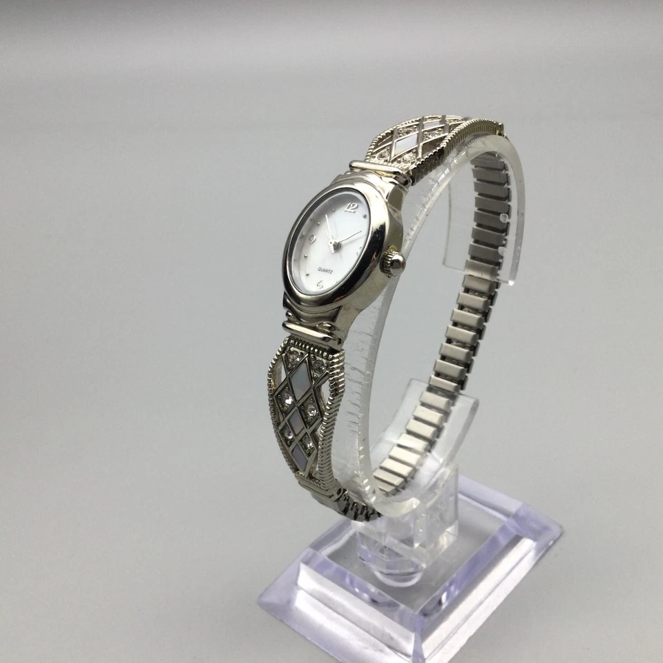 Reloj MZ Berger Mujer 18mm Tono Plateado MOP Cristales Banda Elástica Batería Nueva Foto 4 de 4