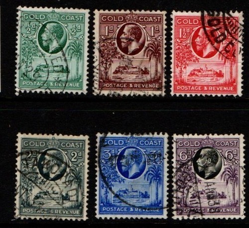Gold Coast 1928 King George V short set to 6d SG103-06, 108-09 Used