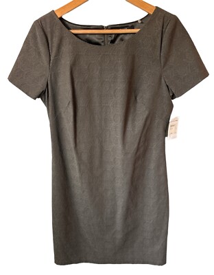 NWT Tahari Dress BRIAR Size 10 Lined Dark Green Cap Sleeve textured. Career