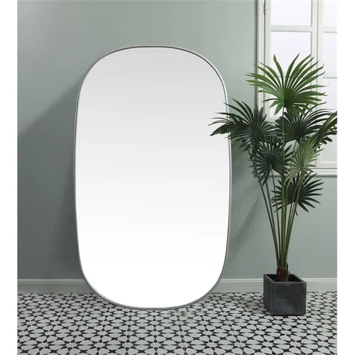 Elegant Decor Brynn 36x60" Oval Modern Metal Wall-Mounted Mirror in Silver - Picture 2 of 10