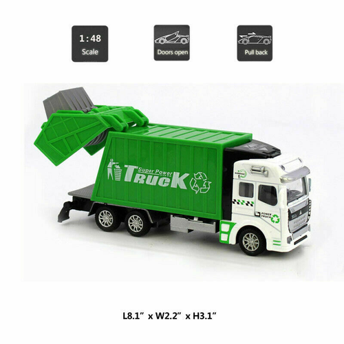 1:48 Sanitation Garbage Truck Model Car Diecast Toy Vehicle Pull Back Kids Gift - 第 3/9 張圖片