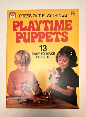 VINTAGE PLAYTIME PUPPETS RARE WHITMAN PREES-OUT PLAYTHINGS UNCIRCULATED 1981