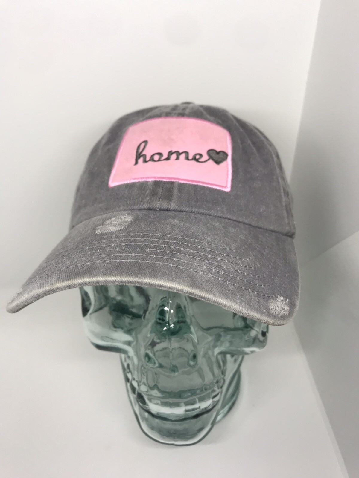 Home Free Hat Distressed adjustable Baseball Cap Distressed Pink Logo