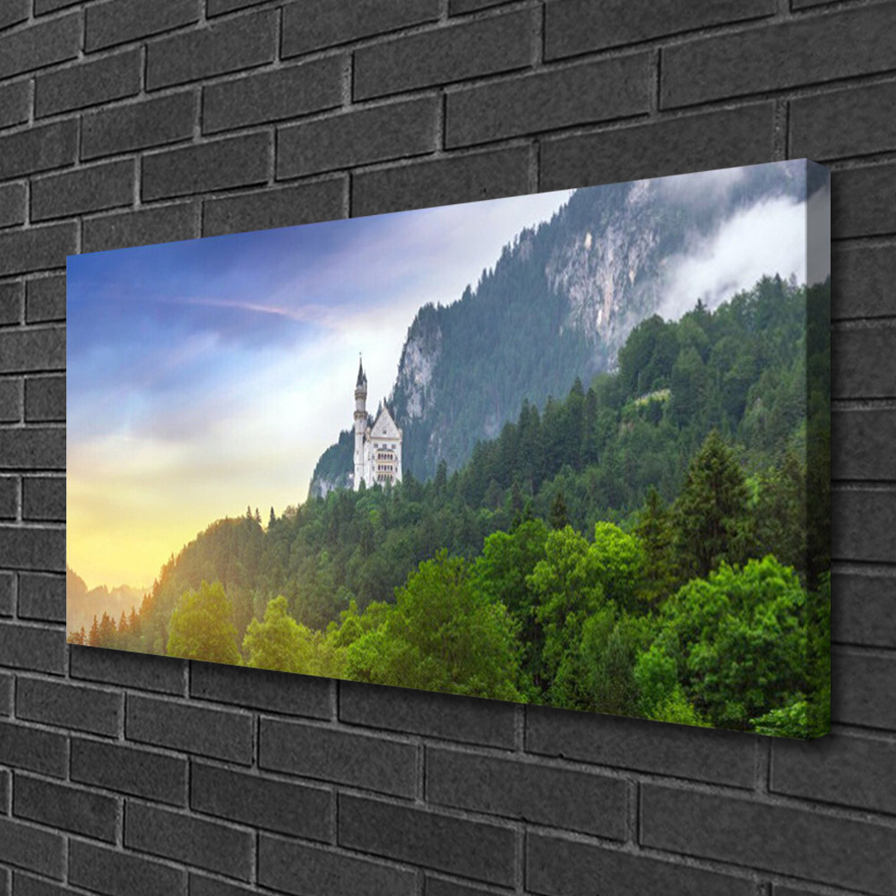 Tableau moderne photo sur toile image paysage nature montagnes forets deco murale 100x50