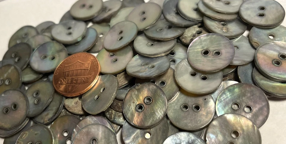 8 Iridescent Dark Silver Gray Abalone Natural Shell Buttons 5/8" 15.5mm 12792 - Image 3 of 4