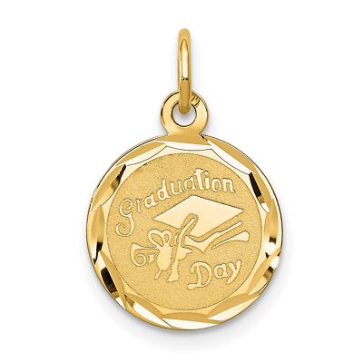 14k Gelbgold Abschluss Tag Worte und Kappe auf rundem Charm Anhänger