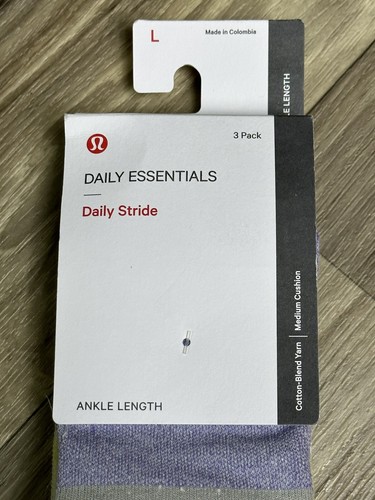 Lululemon Daily Stride Ankle 3 Pack Size L DKLA/YLSR/WHTO 25054 - Picture 2 of 7