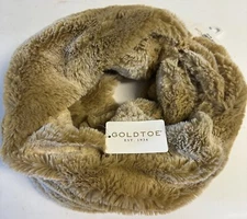 Ladies Infinity Scarf Tan Faux Fur Wide Super Soft  New with Tag Retail $32